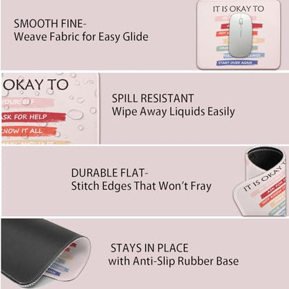 Mouse Pad for Desk with Stitched Edge, Premium Cute Washable Mouse Pads. Computer Mousepad with Non-Slip Rubber Base, Mousepads for Laptop, 9.25x7.75x0.12 inch (It's OK) - color: It's OK