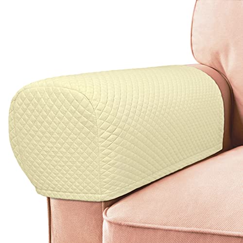 Roytub Couch Arm Covers, Sofa Arm Covers, Stretch Armrest Cover for Sofas, Armchair, Loveseat, Recliner, Sofa armrest Cover, Arm Chair Covers Set of 2(Medium, Light Yellow) - color: Yellow, size: M - 17.5"(D) × 6.3(W) × 8.2(H)
