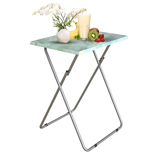 Garden 4 you Folding TV Tray Table TV Dinner Table with Sturdy MDF Top,Eating Trays for Living Room with No Assembly Required 15 x 18.9 x 26 in(Sea Blue,1PC) - color: Sea Blue, size: 1pc