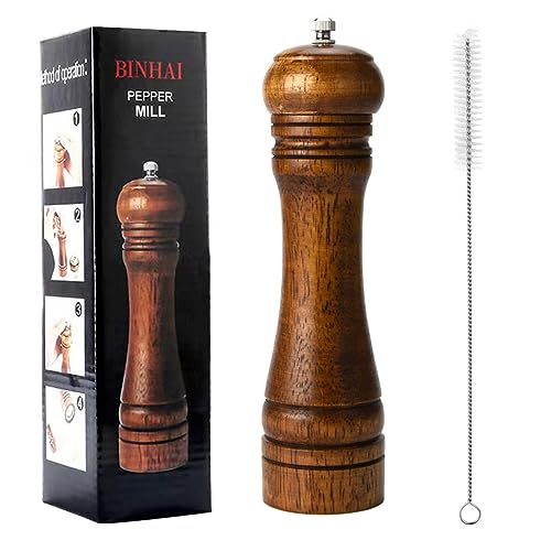 Wooden Pepper Mill Pepper Grinder Kit Manual mills Solid With Strong Adjustable Ceramic Grinders Set 8 Inches - color: B Retro colour Pepper Mill