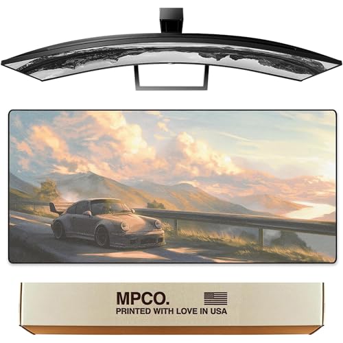 MPCO. Original Large Gaming Desk Mat – 36" x 17" Duraglyde Manga Motors Porsche-Pink Full Desk Mouse Pad for Smooth Precision – Non-Slip, Washable Extra-Large PC Mouse Pad for Gaming Sessions - color: DuraGlyde Porsche-Pink