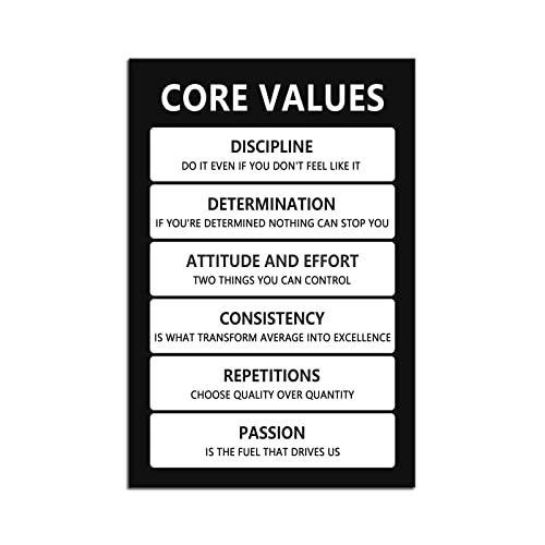 Core Values Motivational Wall Art Inspirational Poster Inspiring Canvas Prints Artwork for Office Living Room Modern Home Decor Painting Pictures Stretched and Framed Ready to Hang [12''Wx 18''H] - color: Core values, size: 18"L x 12"W