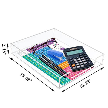 Tasybox Paper Organizer Letter Tray, Acrylic Desk Tray, File Holder | Clear Desk Organizer Tray, Office Decor Stackable Desk Organizers and Accessories Tray for School Home Office Supplies