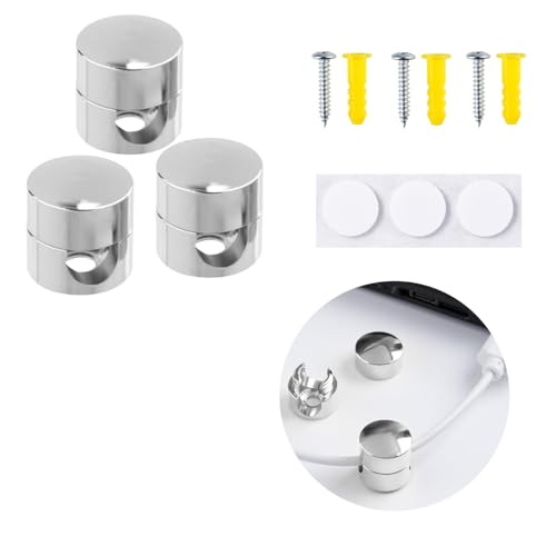 3 Sets Charger Cord Holder, Silver Metal Adhesive Cable Management Clips,Adjustable Cable Anchor Holders,Wire Organizer for Desk, Wall Hook, Home, Office,Bedside Table - color: 3 pieces silver