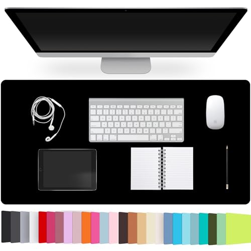 Leather Desk Pad Protector,Non-Slip Desk Pad,on-Slip PU Leather Large Mouse Pad,Easy Clean Desk Protecor Mat,Writing Pad for Office Work/Home/Decor(Black, 23.6" x 13.7") - color: Black, size: 23.6" x 13.7"