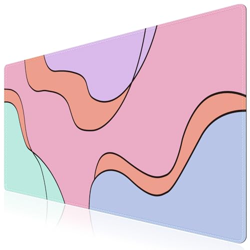 iCasso Desk Mat, XXL Large Mouse Pad with Stitched Edges, Anti-Slip Big Mousepad for Desktop, Keyboard Mat for Computer (Topographic) - color: Colour Topographic