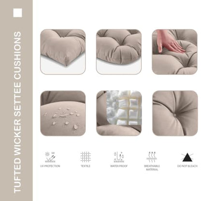 Outdoor Chair Cushions 22x22x4 Inch Set of 2, Seat Pads with Ties, Taupe - color: Taupe, size: 22x22x4"