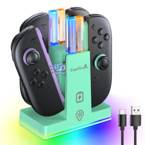 FASTSNAIL Charging Dock for Nintendo Switch 2(2025) for Joypad 2, Dual-Direction Magnetic Fast Controller Charger Station with 9 RGB Light & Charging Cable for Joypad 2 Stand (Light Green) - color: Light Green, size: 7.9 inch