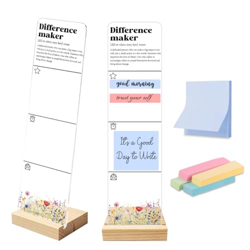 Sticky Note Holder Acrylic Monitor Memo Board Desk Organizers and Accessories Desk Decor Post It Note Holder with 200Pcs Sticky Notes Difference Maker Definition Employee Appreciation Office Desk - color: Appreciation