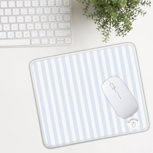 Mouse Pad for Desk with Stitched Edge, Premium Cute Washable Mouse Pads. Computer Mousepad with Non-Slip Rubber Base, Mousepads for Laptop, 9.25x7.75x0.12 inch (Blue Stripes) - color: Blue Stripes