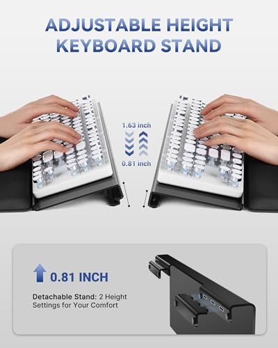 Laborio Computer Keyboard Stand for Desktop, 2-Level Height Adjustment Keyboard Wrist Rest, Non-Slip Key Board Riser Pad for Office, Gaming, and Home Desks - color: Black