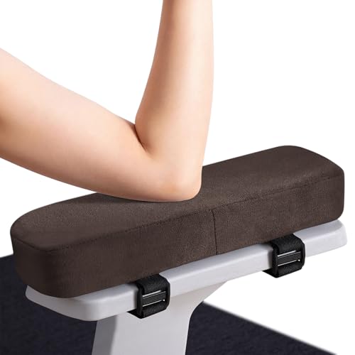 Smiry Ergonomic Office Chair Armrest Pads, Memory Foam Arm Rest Covers, Non-Slip Armrest Cushion with Adjustable Buckles and Straps, Elbow Relief for Desk, Gaming & Wheelchair (Chocolate, Set of 2) - color: Chocolate