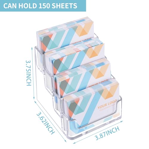 HSYMQ 1 Piece Desktop Clear Bussiness Card Holder, Plastic Card Display Stand, 4 Tier Acrylic Card Holder for Office