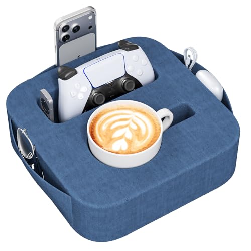Couch Cup Holder Pillow, Couch Caddy for Drink, Snack, Phone, Remote, Game Controller, Removable and Washable Cup Cozy Pillow, Small Sofa Cup Holder Tray for Bed, Car, Desk, Sofa, Blue - color: Blue, size: XS-9.3"×9.3"×2.8"