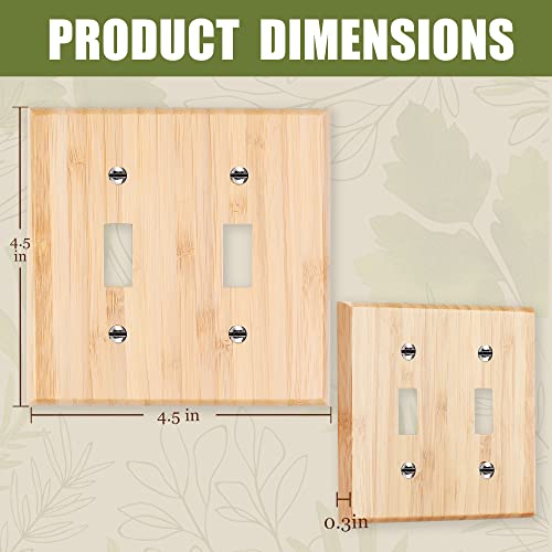 2PC Solid Wood 1-Gang Duplex Toggle Light Switch Plate 4.5" X 4.5" Bamboo Light Switch Cover Quality Raw Wooden Decorative Bedroom Kitchen Home Decor (1-Gang Duplex Toggle) - color: 2PC- Gang Duplex Toggle