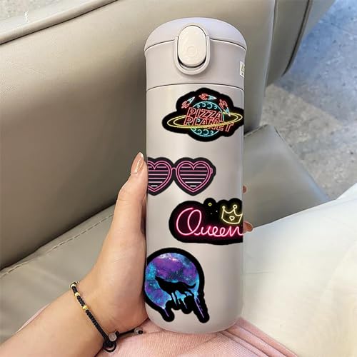 100Pcs Cool Neon Light Stickers for Kids Teens Adults, Trendy Graffiti Waterproof Vinyl Neon Stickers Pack for Water Bottle, Guitar Skateboard, Luggage, Phone