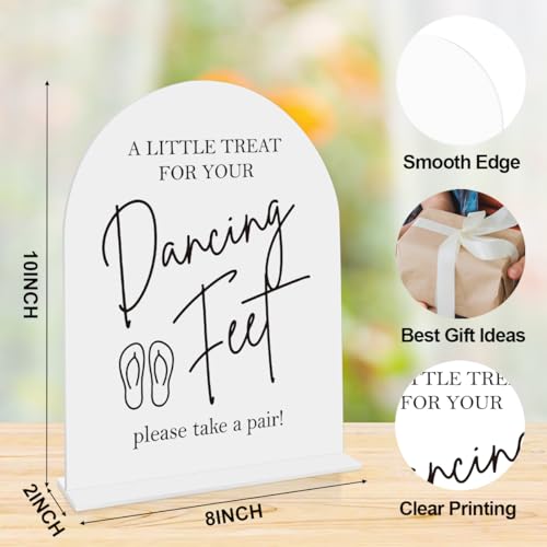 Dancing Feet Sign, Wedding Flip Flops Sign, Wedding Engagement Bridal Shower Reception Party Table Desk Acrylic Decor 8x10 Inch - color: dancing feet 8x10