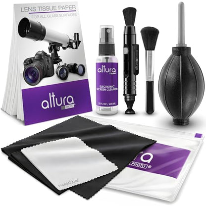 Altura Photo Camera Cleaning Kit - Lens Cleaner Spray, Brush & Blower | Includes Lens Cleaner Spray, Brush, Pen, Blower, Microfiber Cleaning Cloths, Tissue Wipes for Canon Nikon Sony - style: w/ 2 oz. Altura Photo Cleaning Solution