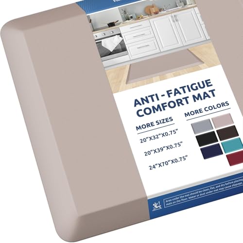 KitchenClouds Kitchen Mat Cushioned Anti Fatigue Rug 20"x32" Water Resistant, Non Slip, Standing and Comfort Desk/Floor Mats for House Sink Office (Khaki) - color: Khaki, size: 32"L x 20"W x 0.8"Th