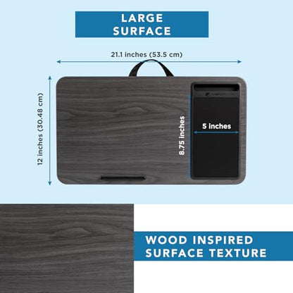 LAPGEAR Home Office Lap Desk with Device Ledge, Mouse Pad, and Phone Holder - Gray Woodgrain - Fits up to 15.6 Inch Laptops - Style No. 91545 - color: Gray Woodgrain, size: Home Office W/Device Ledge