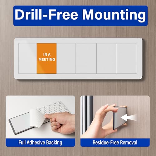 Office Door Signs with 6 Printed Status Options – Do Not Disturb, Out of Office, In a Meeting, Please Knock, Work from Home, Back Soon – Includes Custom Personalized Blank Sticker for Privacy Workspace or Studio Available and Away - style: Silver