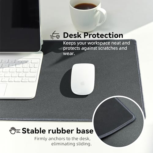 Reniteco Waterproof Large Gaming Mouse Pad with Durable Stitched Edges, Non-Slip Rubber Base, Grainy Jacquard Mouse Mat Desk Pad for Home Office Gaming, 35.4''x15.7''x0.12'', Deep Gray - color: Deep Gray, size: 35.4''x15.7''x0.12"