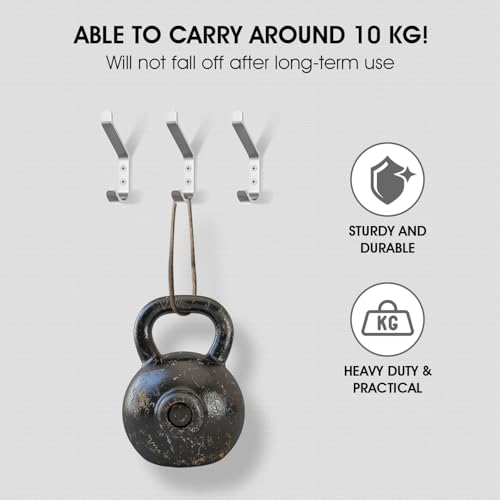 GlazieVault Coat Hook– Door Hook (10 Pack) - Heavy Duty Wall Mounted - Premium Design Rust Free Hooks - style: Flat Hooks Silver P-10