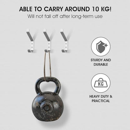 GlazieVault Coat Hook– Door Hook (10 Pack) - Heavy Duty Wall Mounted - Premium Design Rust Free Hooks - style: Flat Hooks Silver P-10