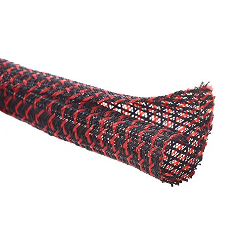 Alex Tech 25ft - 1/2 inch Cord Protector Wire Loom Tubing Cable Sleeve Split Sleeving For USB Cable Power Cord Audio Video Cable – Protect Cat From Chewing Cords - Blackred - color: Blackred, size: 1/2"-25ft