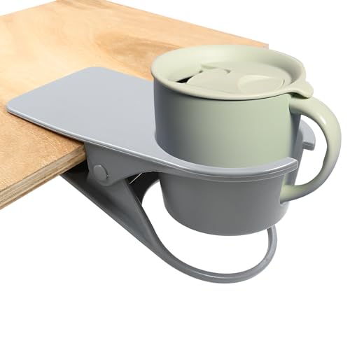 Jiozermi Drinking Cup Holder Clip, Desk Drink Holder with Clip for Water, Soda, Coffee Mug (Gray) - color: Gray