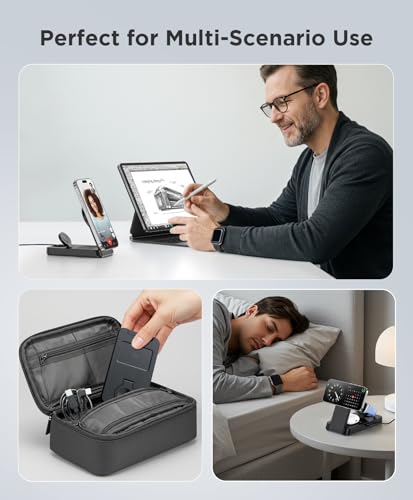 3 in 1 Magnetic Wireless for iPhone Charging Station: Foldable Portable Charger for iPhone 17-12 Pro Max & Apple Watch & AirPods, for Apple Multiple Devices Charger for Home,Office&Travel