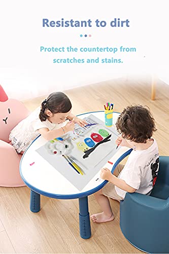 Silicone Mat for Kitchen Counter, Heat Resistant Nonskid Table Mat for Air Fryer to Site on, Countertop Protector, Thick 2MM, XL Large - color: White Translucent