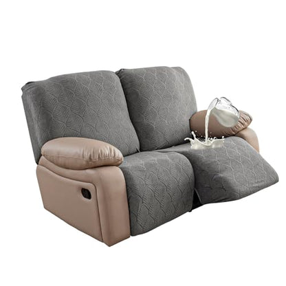 100% Waterproof Recliner Loveseat Cover, 2 Pieces Stretch Recliner Sofa Slipcovers Washable Couch Cover Furniture Covers for Pets, Dogs, Kids (Gray, 2 Seater) - color: Grey, size: 48"-62" 2 Seater