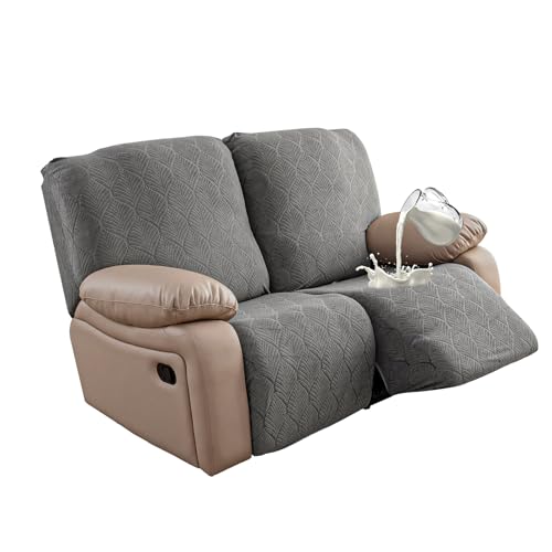 100% Waterproof Recliner Loveseat Cover, 2 Pieces Stretch Recliner Sofa Slipcovers Washable Couch Cover Furniture Covers for Pets, Dogs, Kids (Gray, 2 Seater) - color: Grey, size: 48"-62" 2 Seater