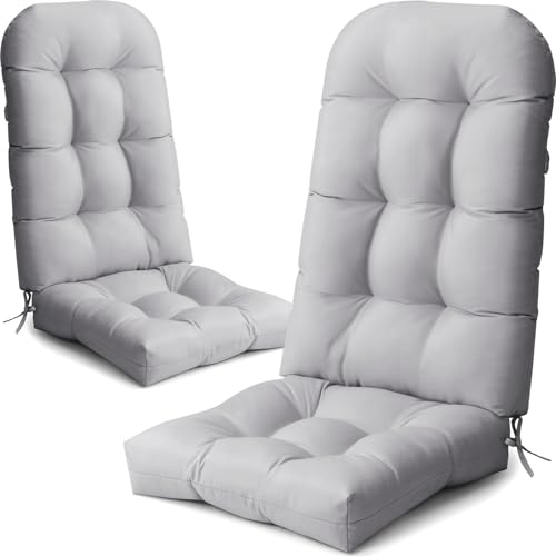 Crestlive 50x20x4 Inch Adirondack Chair Cushion, Outdoor Rocking Chair Cushions Water Resistant High Back Patio Chair Cushions Set of 2, Thick Patio Replacement Cushions Light Gray - color: Light Grey, size: 2