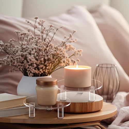 3 Pcs Acrylic Risers Round 6″ Clear Display Stands Small Cake Candle Plant Jewelry Rings Earrings Figurines Stand for Centerpieces Decor Collectibles Table Organizer - size: 6”