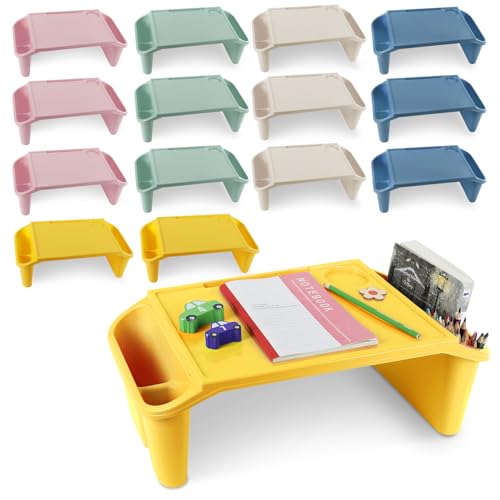 gisgfim 15 Pcs Kids Lap Desk Tray Bulk 19.7x9.6x7.1in Portable Lap Desk Kids with Storage Space Kid Lap Tray with Side Pockets Plastic Lap Bed Table for Classroom Home Car Activity Eating