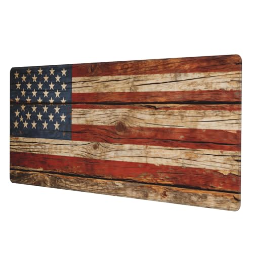 American Antique Flag Wood Gaming Mouse Pad, Large Mouse Pad for Desk Mat XXL XL Mousepad, Big Keyboard Pad Office Desk Accessories Decor - color: American Antique Flag