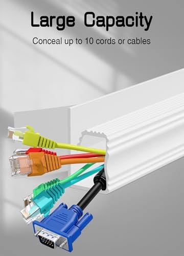 Under Desk Cable Management J Channel, 6 Pack Adhesive Cord Organizer | 6-pack adhesive J channel organizes under-desk cables with no drilling for a clean and organized workspace. - color: White