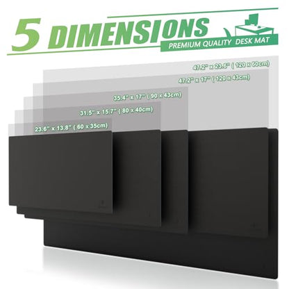 K KNODEL Small Office Leather Desk Mat, Mouse and Keyboard Pad, Computer and Laptop Mat, Desktop Protector and Cover, Writing Pad and Blotter (23.6"x13.8", Black) - color: Black, size: 23.6" x 13.8"