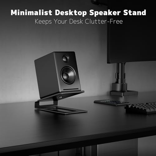 Desk Speaker Stands for Most Bookshelf Speakers,22 lbs Capacity, 16° Tilt Angle Speaker Risers with Anti-Vibration Pads,Compact for 3"-4" Studio Monitors,Space-Saving Stands for PC Speakers,Black - size: Height: 2.87"