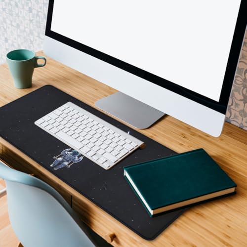 Moon Mouse Pad Astronaut Swing Night Large Desk Mat Waterproof Stitched Edges Rubber Base Non-Slip Deskmap Computer Keyboard Mat Office Computer Keyboard Laptop 31.5"x11.8" - color: Moon