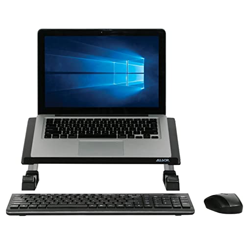 Allsop Redmond Adjustable Laptop Stand, Vented Curved Sturdy Metal Ergonomic Riser, Black (ASP30498) - style: Laptop Stand