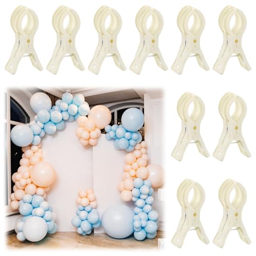 LemonRoad 10 Pack Large Balloon Arch Clips Plastic Transparent Backdrop Spring Clamps 3.5 Inch Heavy Duty Clip for Balloon Arch Kit Birthday Decoration Crafts Woodworking Photography Studios (Beige) - color: Beige