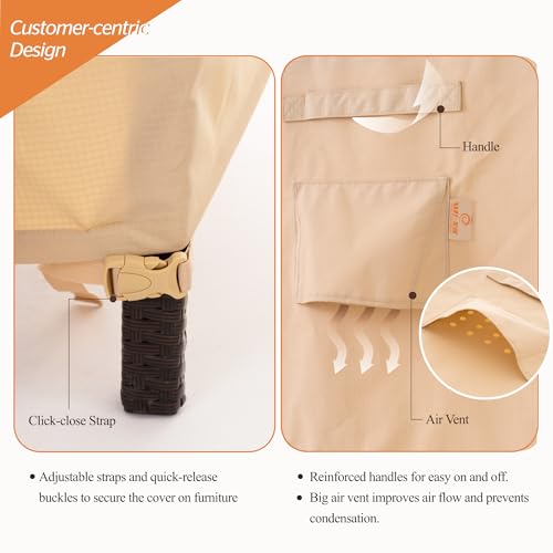 WJ-X3 Ripstop Waterproof Outdoor Chair Cover, Beige, 34" x 36" x 36",1 Pack | Heavy-Duty, Fits Patio, Adirondack & Tolix Chairs - color: Beige, size: 34W x 36D x 36H,1-Pack,Adirondack Chair Cover