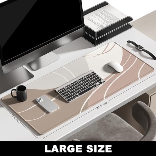 BOSOBO Large Mouse Pad, Desk Mat, XXL Gaming & Keyboard Mat, Desktop Full Cover 31.5 x 11.8 Inches, Modern Abstract Lines - color: Art Modern Abstract Lines, size: XL - 31.5 x 11.8 Inches