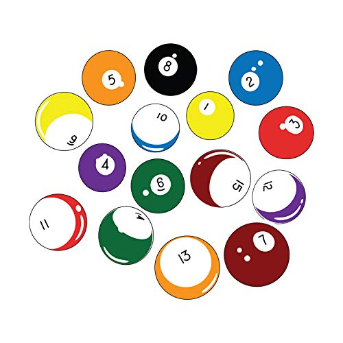 15 Billiard Balls Wall Decal Stickers Printed Graphic Game Room Decor Vinyl Wall Art. (All 15 Balls are 11 inches Around) #OS_MB130B. - size: All Balls are 11in in size.