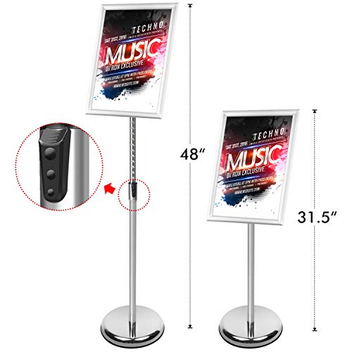 DISPLAYSWORKER Adjustable Poster Sign Stand,Floor-Standing Sign Holder with Heavy Duty Pedestal,Aluminum Snap-Open Frame for 8.5 x 11 Inch, Silver (8.5 x 11) - color: silver, size: 8.5-x-11-inch