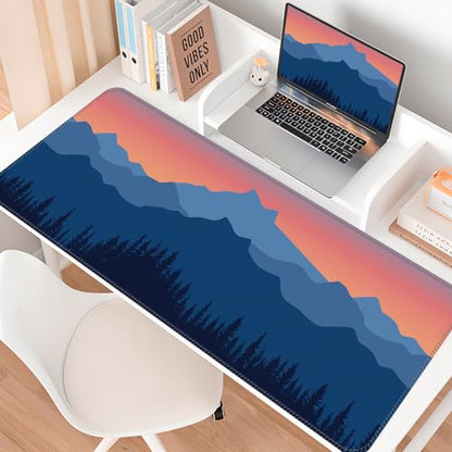 Large Gaming Mouse Pad, Full Keyboard Mat, Long Laptop Mousepad, Computer Mouse Mat for Home and Office, Anti-Slip Rubber Base, 31.5 x 11.5 Inches (Purple Mountain) - color: Purple Mountain