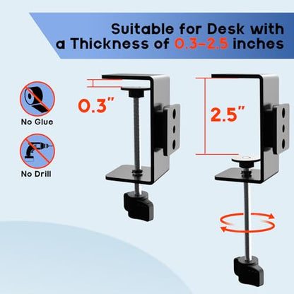 Metal Clamp Desk Cup Holder - Multi-Function Desk Organizer with Pen Holder & Phone Stand - Suitable for 8-32OZ Coffee Mups, Water Cups.